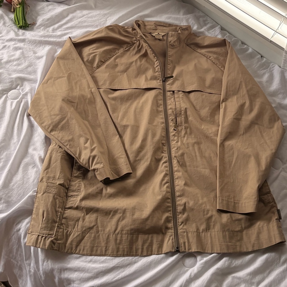 Woolrich Lightweight Tan Zip-Up Jacket Women’s Medium Minimalist Utility Coat